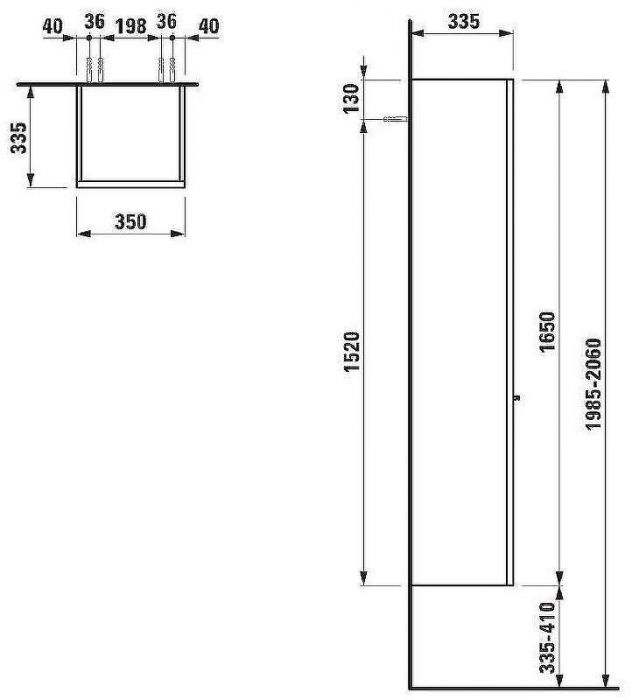 Шкаф пенал Laufen Case 35 L 4.0202.1.075.463.R подвесной Белый матовый