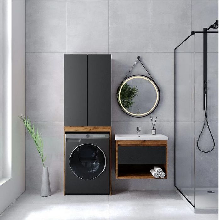 Тумба под раковину VIANT Бостон 80 VBOS80COG-T1YP подвесная Графит матовый Дуб Вотан