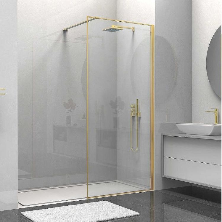 Душевая перегородка Vincea Walk-In 80 VSW-1HS800CLG профиль Брашированное золото стекло прозрачное