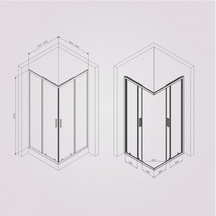 Душевой уголок AM.PM Gem S 90х90 W93G-403-090BT профиль Черный матовый стекло прозрачное