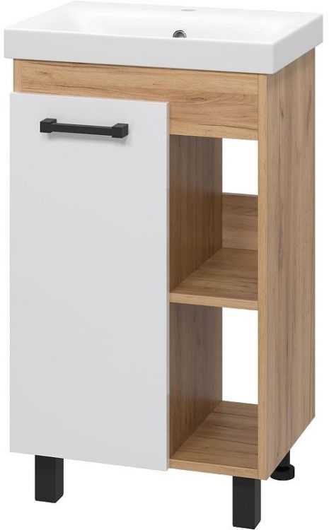 Тумба с раковиной Misty Крафт 50 УТ000013342 Белая Дуб Крафт золотой