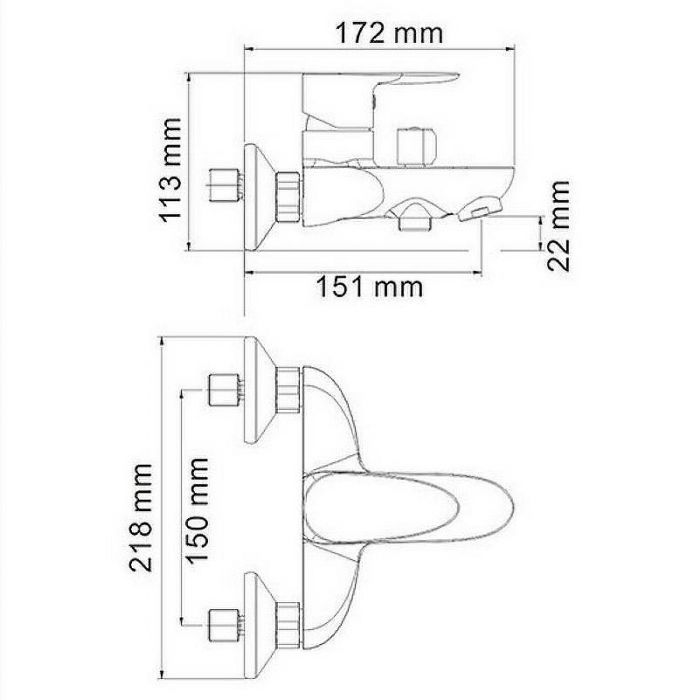 Смеситель для ванны WasserKRAFT Leine 3501 Хром
