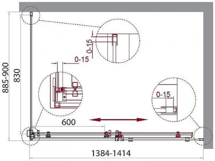 Душевой уголок BelBagno Acqua 140х90 ACQUA-AH-1-140/90-C-Cr профиль Хром стекло прозрачное