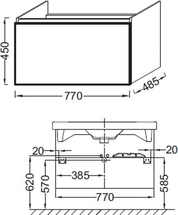 Тумба под раковину Jacob Delafon Odeon Up 65 EB890-N14 подвесная цвет Серый антрацит