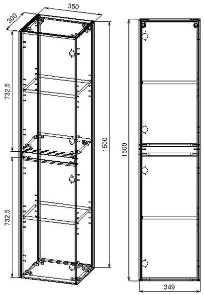 Шкаф пенал Vincea Chiara/Luka 35 VSC-2CL150CO подвесной цвет C.Oak