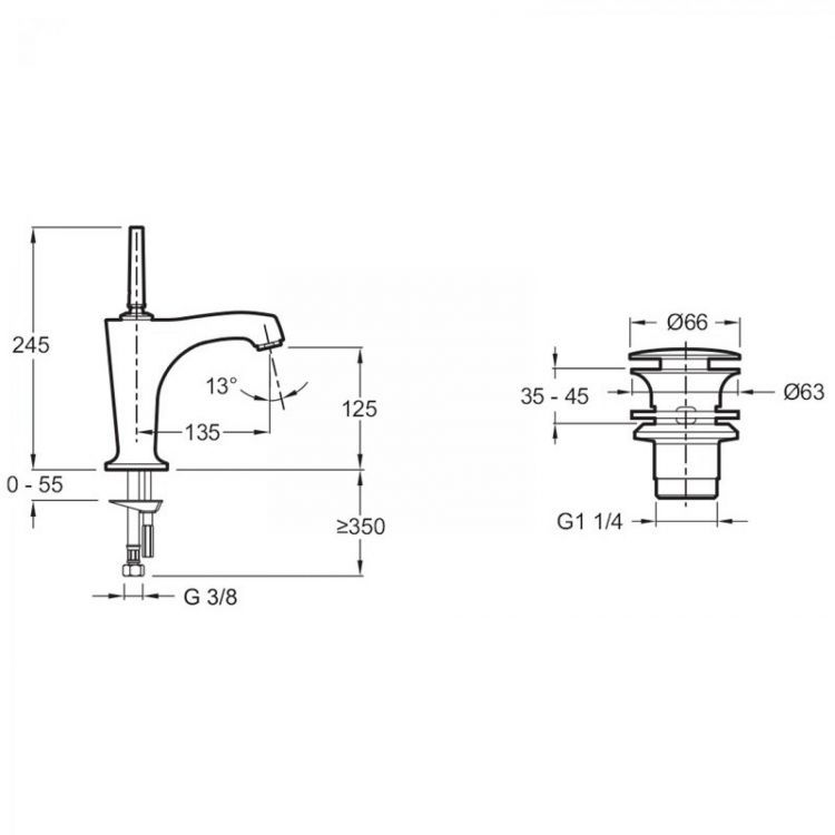 Смеситель для раковины Jacob Delafon Margaux E16230-4-CP