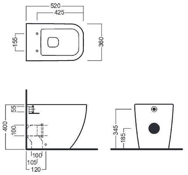 Унитаз Hatria Bianca Y3AL01 приставной без сиденья