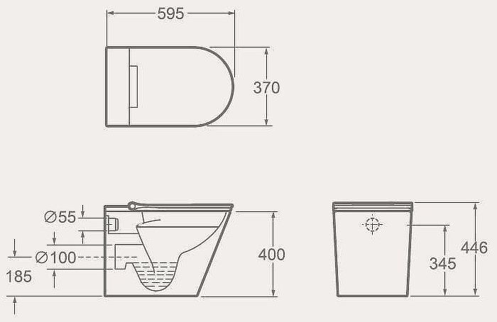 Унитаз биде Uni-Flow Mi-smart CB1088ZR приставной цвет Белый с сиденьем Микролифт