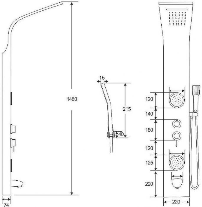Душевая панель Ceruttispa Twin BS CT9986 с гидромассажем Хром