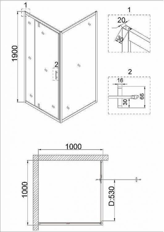 Душевой уголок Niagara Nova 100х100 NG-0200-08 BLACK профиль Черный стекло прозрачное