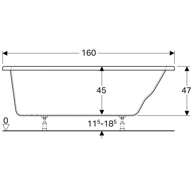 Акриловая ванна Geberit Renova Nr.1 160x80, 657360000 Акриловая ванна Geberit Renova Nr.1 160x80, 657360000