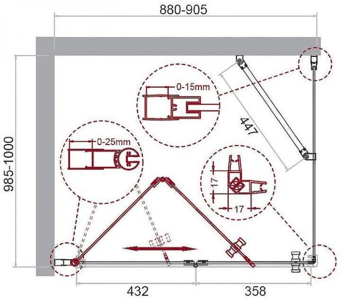 Душевой уголок BelBagno Albano 90х100 ALBANO-ASH-1-90/100-C-Cr профиль Хром стекло прозрачное