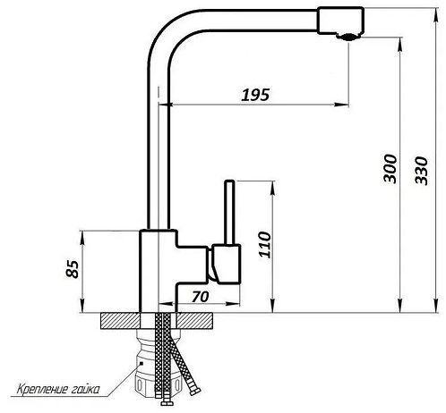 Смеситель для кухни Wisent W4998U-7 цвет Графит