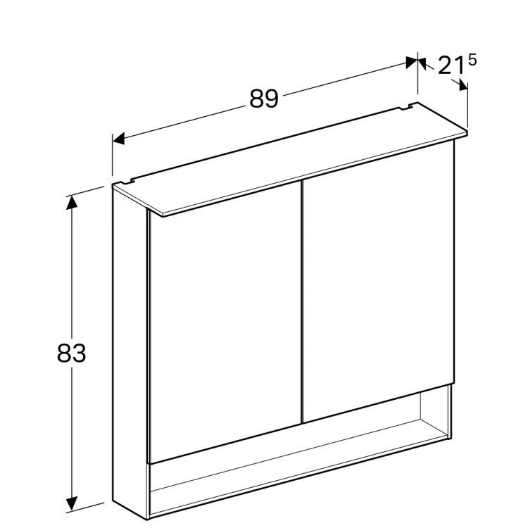 Шкафчик с зеркалом Geberit Acanto, 89x22, дуб Мистик [500.646.00.2]