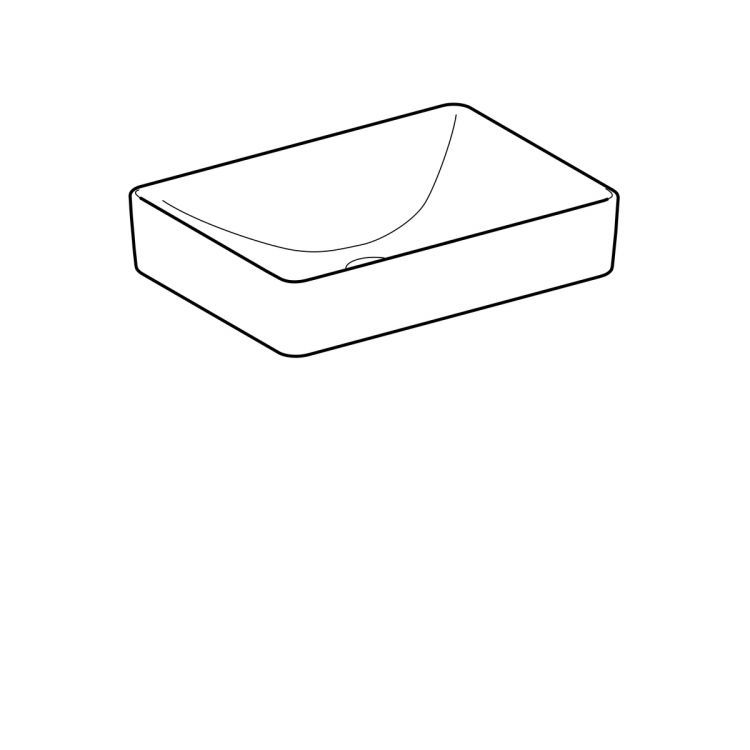 Раковина Geberit VariForm с установкой на столешницу прямоугольной формы, 55х40 см, без отв. под смеситель, без отв. перелива [500.779.01.2]