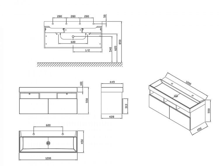 Тумба для раковины 120 см Ravak Natural X000001053, белый Тумба для раковины 120 см Ravak Natural X000001053, белый