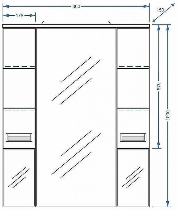 Зеркало со шкафом Stella Polar Фиора 80 SP-00000210 Белое
