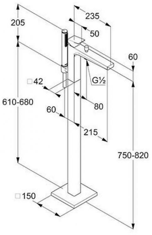 Смеситель для ванны Kludi Decus 54590N275 цвет Оружейная сталь Смеситель для ванны Kludi Decus 54590N275 цвет Оружейная сталь