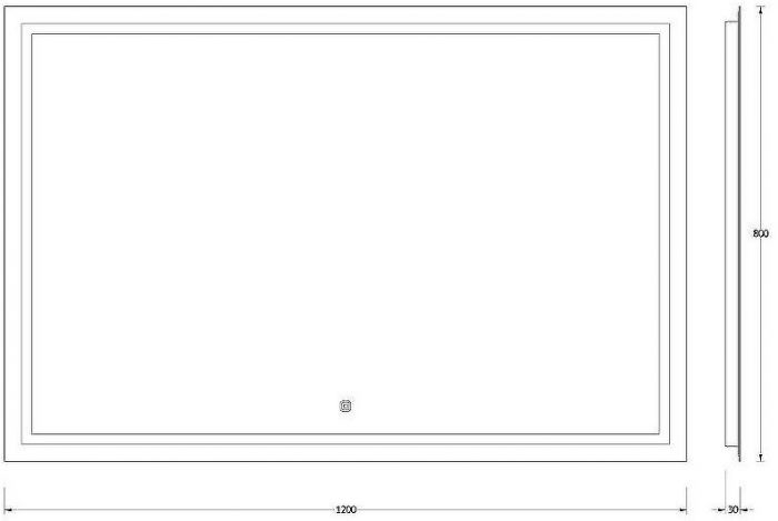 Зеркало Evoform Ledline 80x120 BY 2438 с подсветкой 35.5 W - сенсорный выключатель