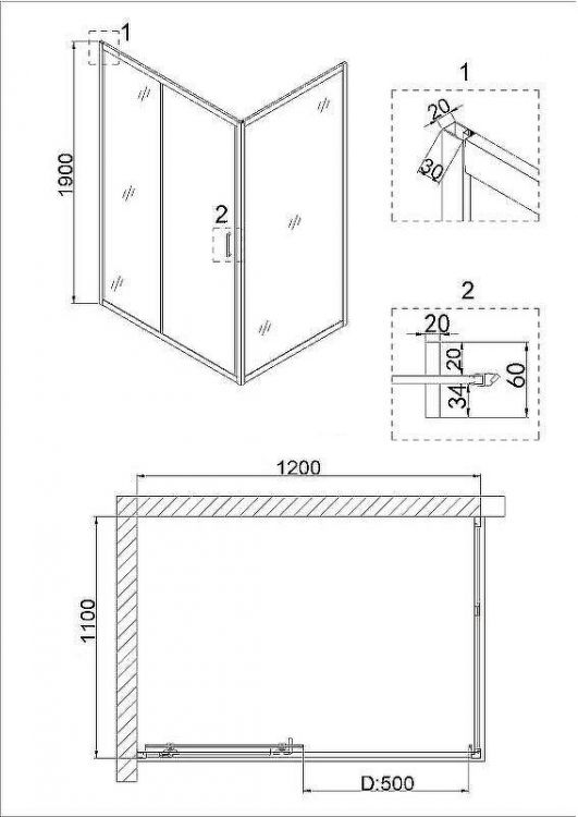 Душевой уголок Niagara Nova 120х110 NG-42-12AG-A110G профиль Холодное золото стекло прозрачное