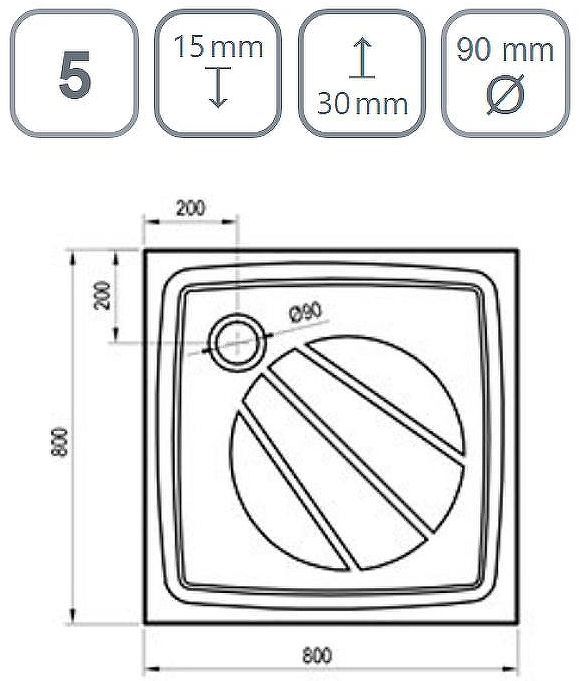 Душевой поддон из искусственного камня Ravak Perseus Pro 80х80 XA034401010WM Белый матовый