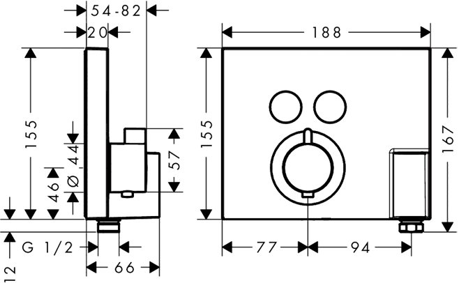 Hansgrohe ShowerSelect, Смеситель для душа, встраиваемый, внешняя часть, Цвет: хром