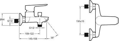 Смеситель для ванны Jacob Delafon Oscar E29844-CP