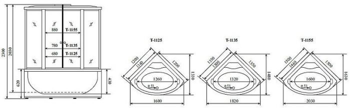 Душевой бокс Timo Standart 130х130 T-6635SF без гидромассажа