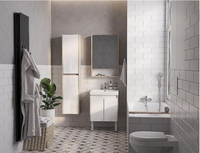 Тумба под раковину Aquaton Сканди Doors 55 1A278801SDB20 Белый глянец, Дуб верона