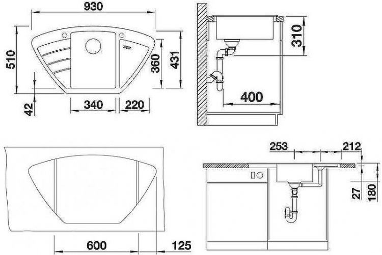 Кухонная мойка Blanco Zia 9 E 514758 Белая
