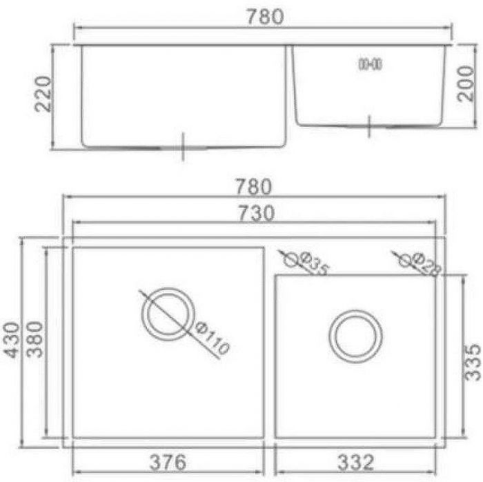 Кухонная мойка Aflorn Premium 78 AF97843-D Сатин