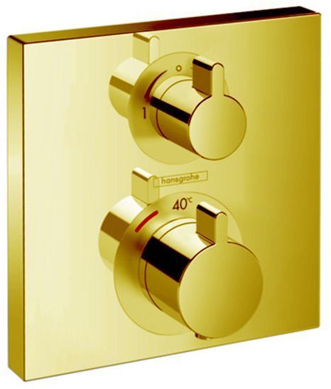 Hansgrohe Ecostat Square Термостат для душа, 2 источника, внешняя часть, цвет: золото
