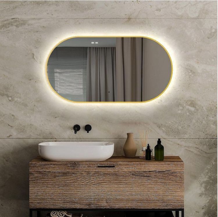 Зеркало Abber Kontur 55 AG6304SCG с подсветкой Золото с бесконтактным выключателем и диммером