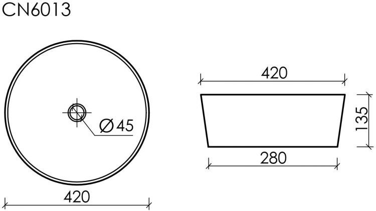 Умывальник чаша CERAMICANOVA Element накладная круглая 420 мм CN6013 Умывальник чаша CERAMICANOVA Element накладная круглая 420 мм CN6013