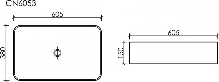 Умывальник CERAMICANOVA Element чаша накладная прямоугольная CN6053