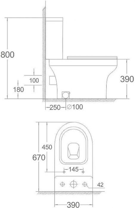 Унитаз компакт Agger AT04000 с бачком и сиденьем Микролифт