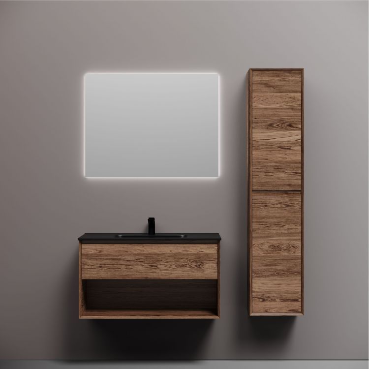 Тумба подвесная SANCOS Marmi 1.0 890х445х520 c одним ящиком оснащенным доводчиками скрытого монтажа и открытой нишей, дуб чарльстон,MR1.090ECH