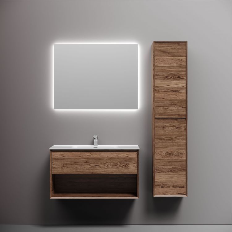 Тумба подвесная SANCOS Marmi 1.0 890х445х520 c одним ящиком оснащенным доводчиками скрытого монтажа и открытой нишей, дуб чарльстон,MR1.090ECH