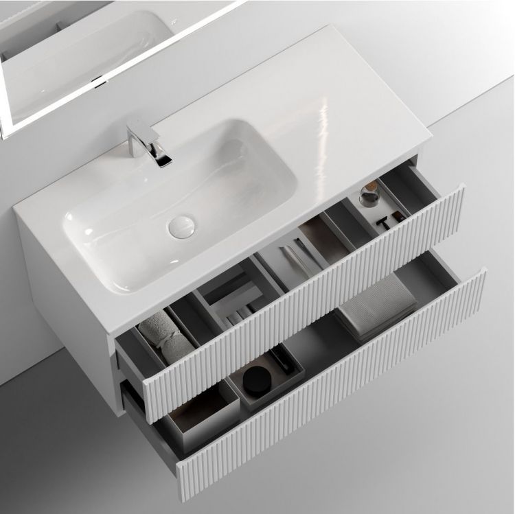 Тумба подвесная SANCOS под раковину Snob T левая, Bianco 995х445х500, SNT100LW