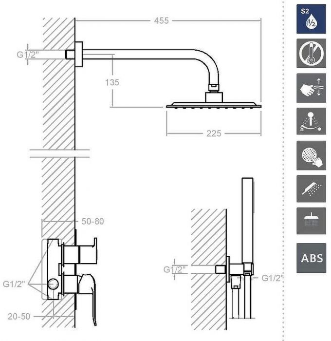 Душевая система Ramonsoler New Fly K5715021NM Черная матовая