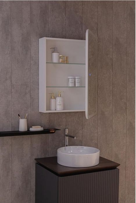 Зеркальный шкаф AQUAme AQM9202 60 с подсветкой цвет Белый