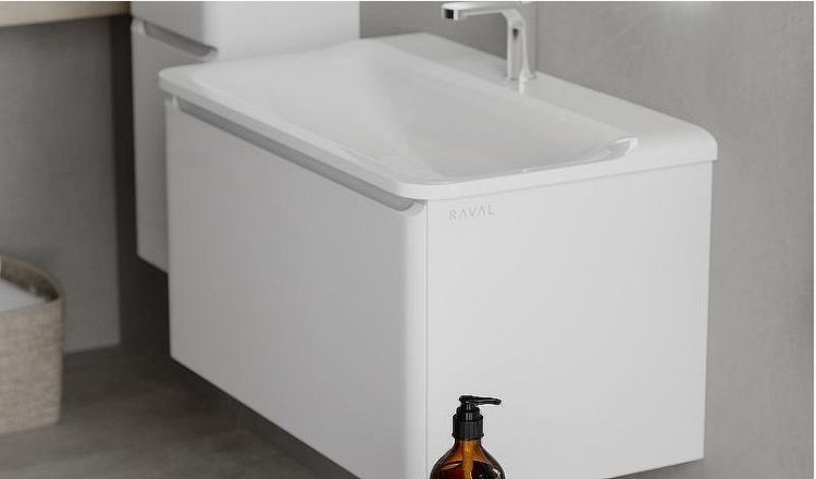 Тумба под раковину Raval Welto 80 Wel.01.80/P/W/RL подвесная Белая