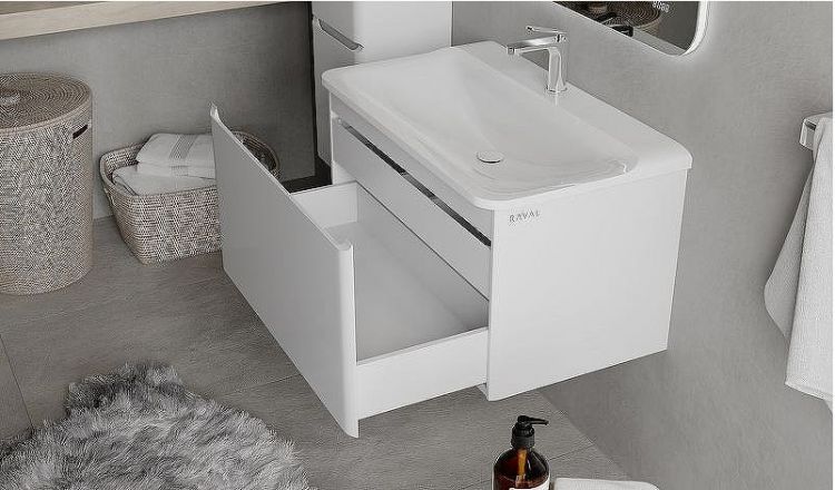 Тумба под раковину Raval Welto 80 Wel.01.80/P/W/RL подвесная Белая