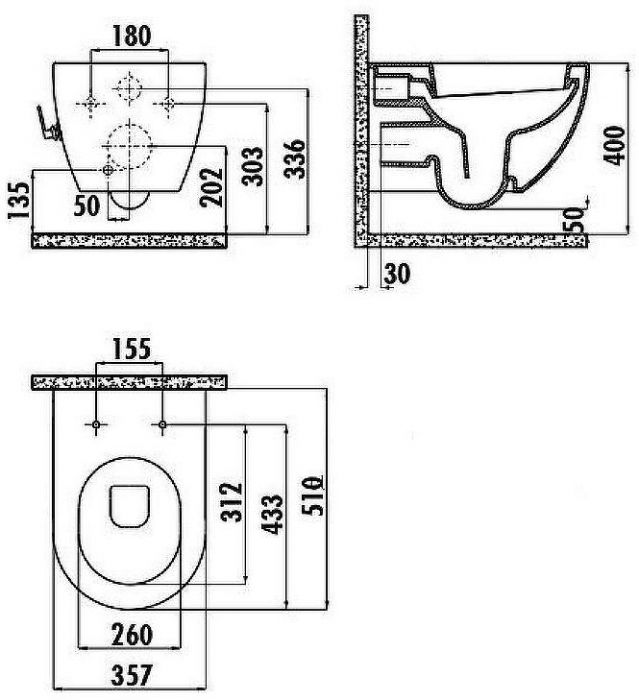 Унитаз биде Creavit Free FE320-34CB00E-0002 подвесной Белый без сиденья