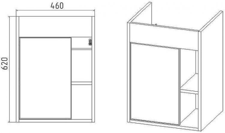 Тумба под раковину VIANT Бостон 50 VBOS50COG-T1STP подвесная Графит матовый Дуб Вотан