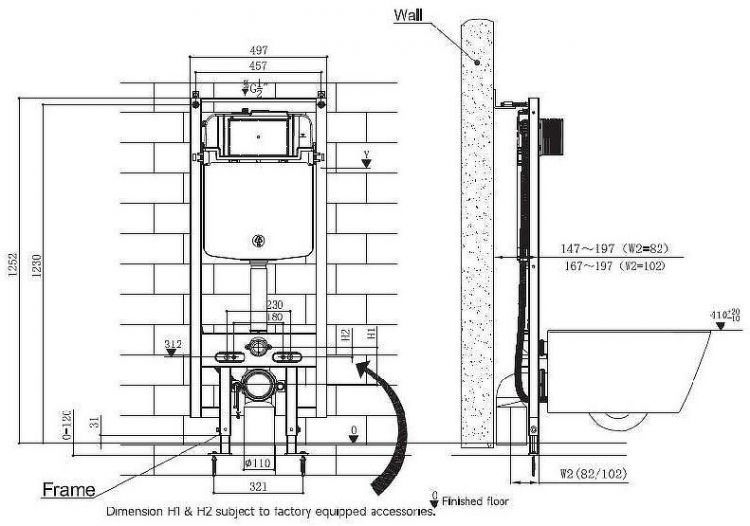 Инсталляция Uni-Flow Mi-smart A81115 для унитаза с клавишей смыва цвет Хром глянцевый