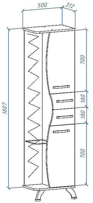 Шкаф пенал Bellezza Рио 50 L 4623606022014 Белый