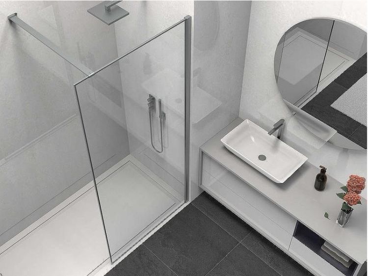 Душевая перегородка Vincea Walk-In 80 VSW-1HS800CLGM профиль Вороненая сталь стекло прозрачное