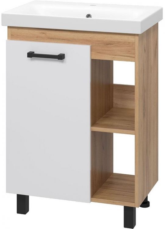 Тумба с раковиной Misty Крафт 60 УТ000013343 Белая Дуб Крафт золотой