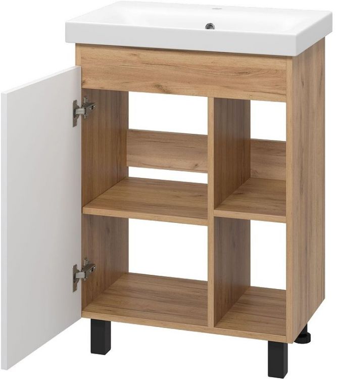 Тумба с раковиной Misty Крафт 60 УТ000013343 Белая Дуб Крафт золотой